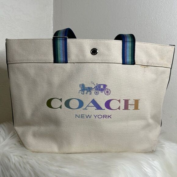 💯Authentic Coach Rainbow Tote Bag 🍀 - Picture 1 of 13